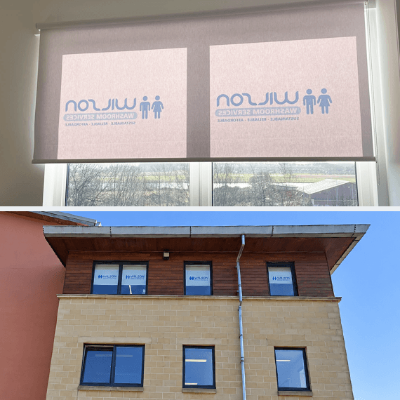 WILSON WASHROOMS commercial printed blind project