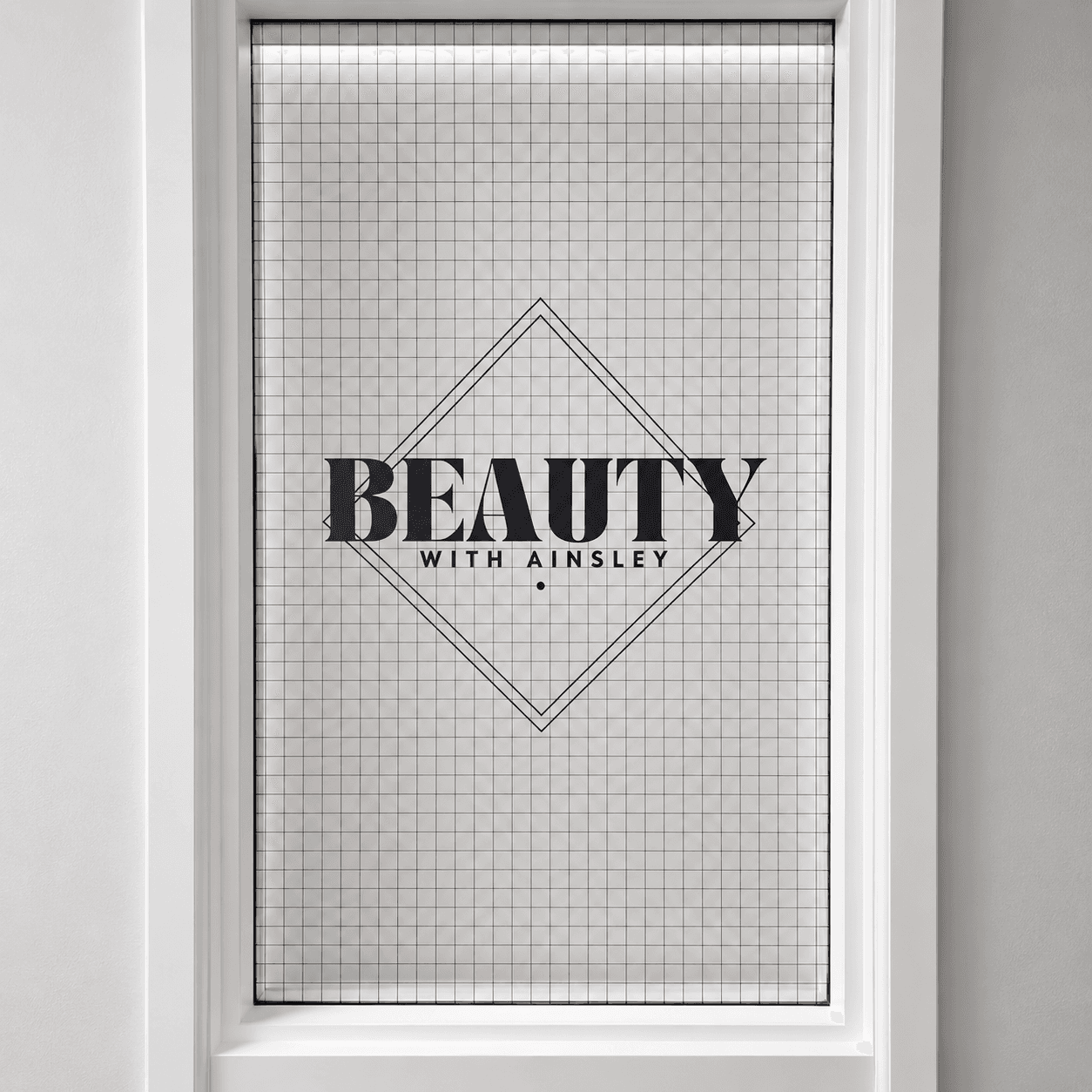 Beauty with Ainsley bespoke printed roller blind
