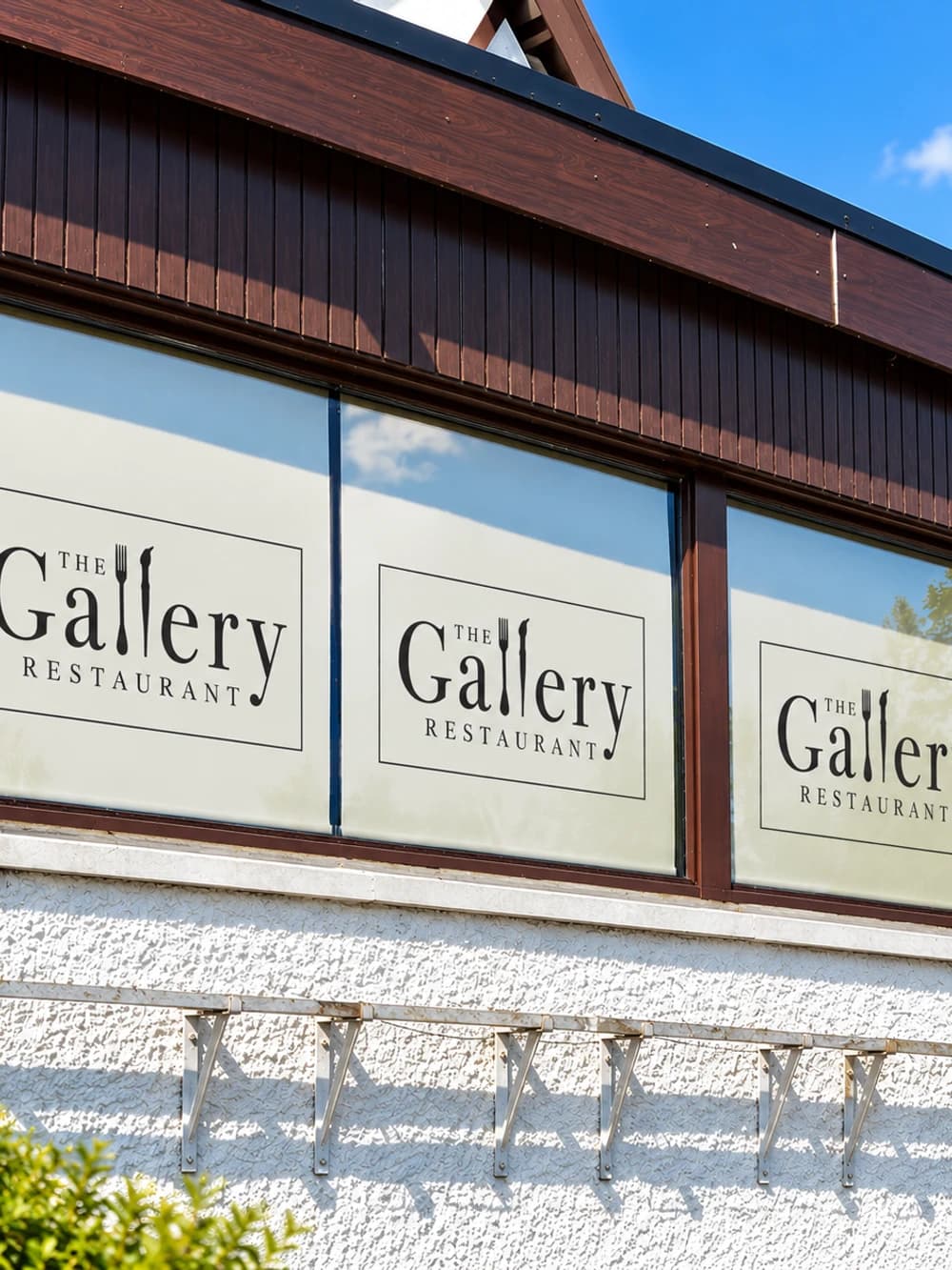 The Gallery Restaurant with custom branded logo printed roller blinds