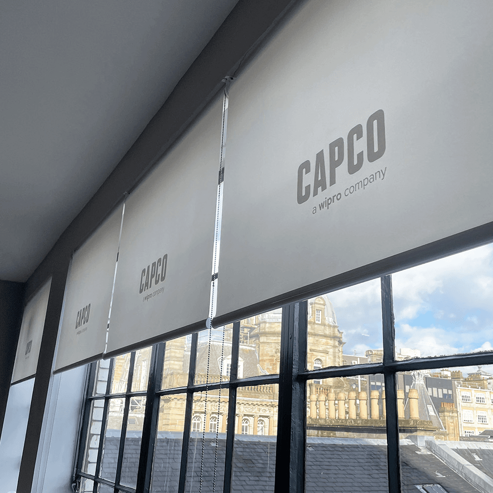 Control Light & Privacy - Capco corporate office printed roller blinds