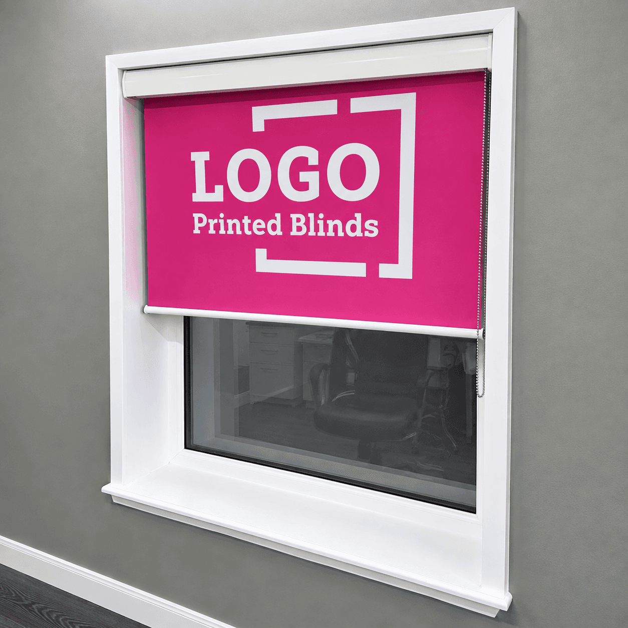 Roller blind with headbox cassette fitted inside window recess