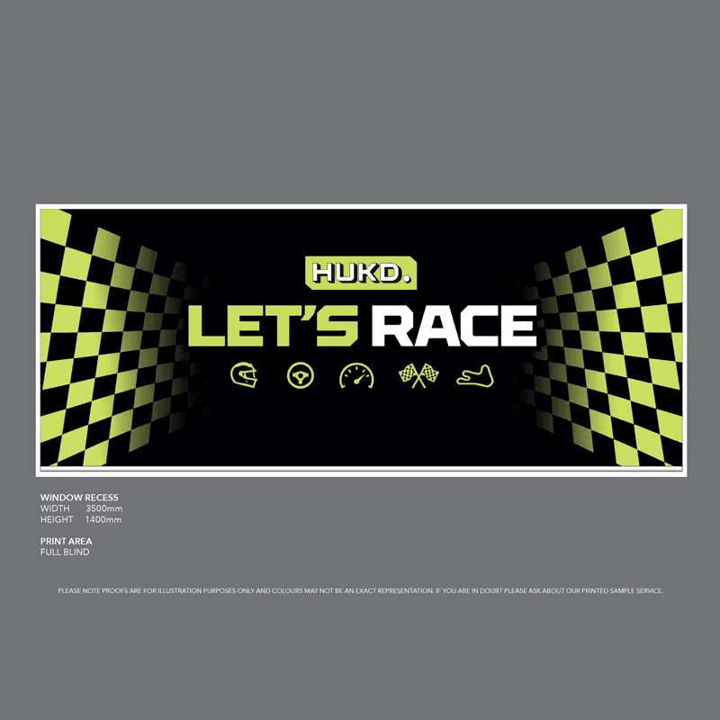 Digital visual proof for storefront wide blind with window recess details
