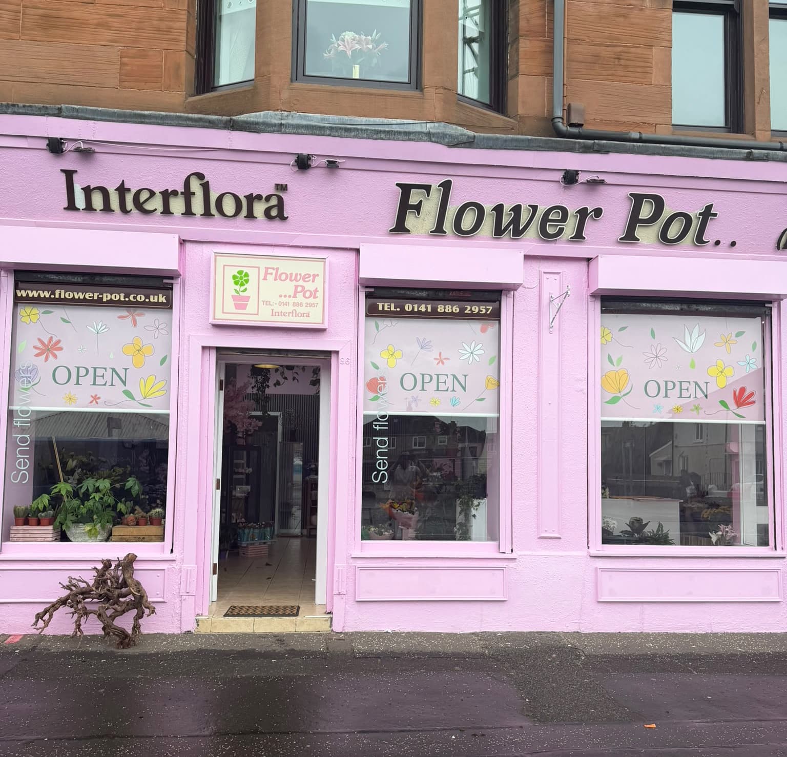 Flower Pot shopfront printed roller blinds